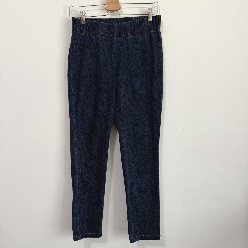 Soft Surroundings Solana Pants S Petite Blue Floral Pull On Straight 28x26 Ankle
